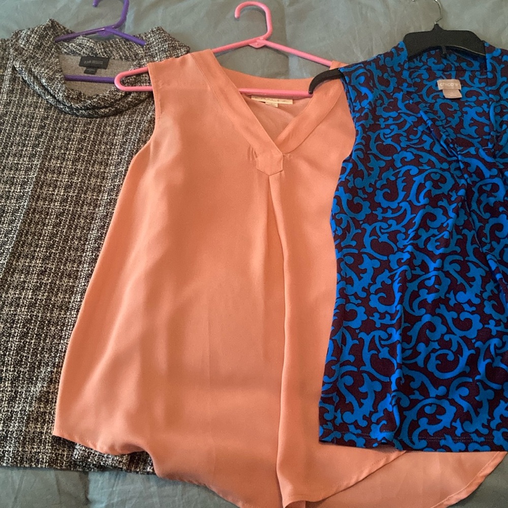 Three Sleeveless Blouses—-all size Small
